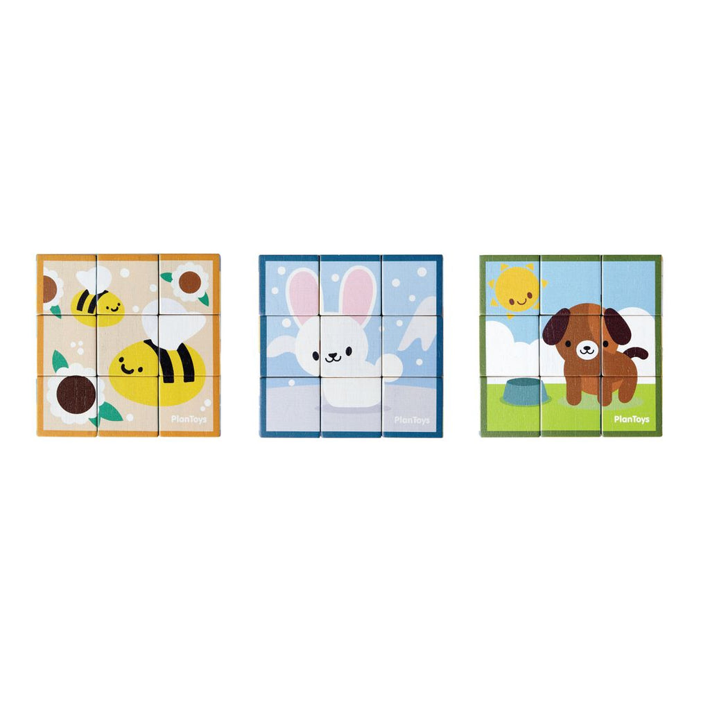 PlanToys Animal Puzzle Cubes wooden toy