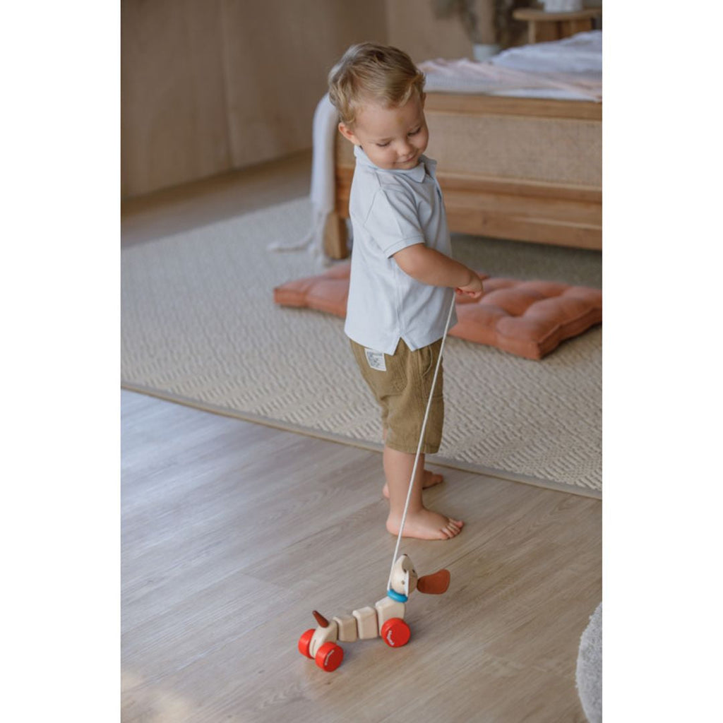 Kid playing PlanToys Happy Puppy