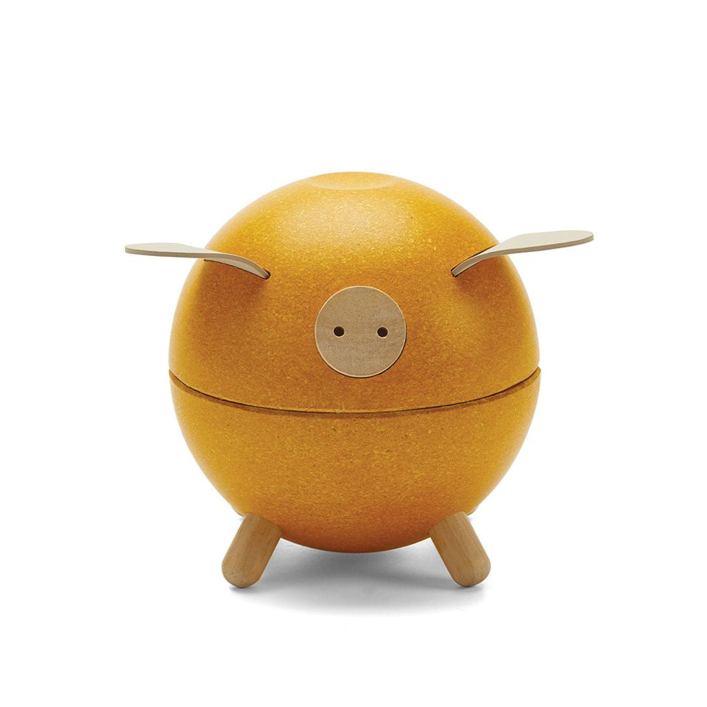 PlanToys yellow Piggy Bank wooden material